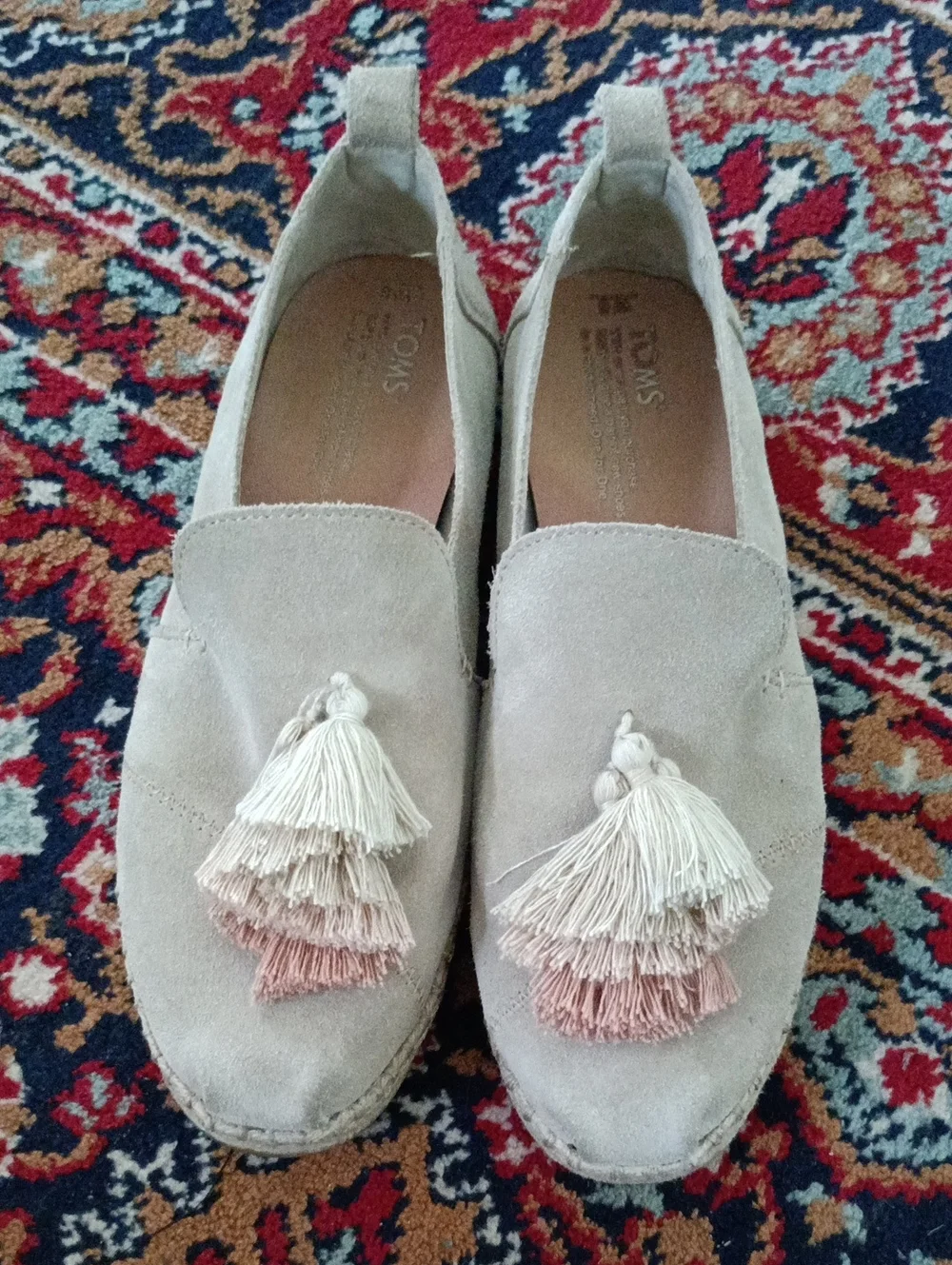 Toms Deconstructed Suede Alpargata Rope Tassel Suede Slip-on Shoes Size 8 Gray